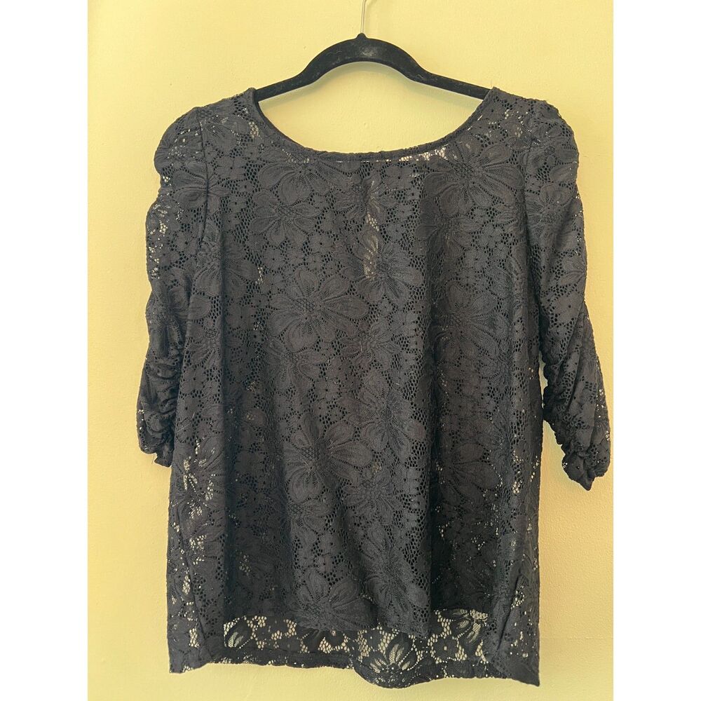 Floral Design Kim and Cami Black Sheer Top L